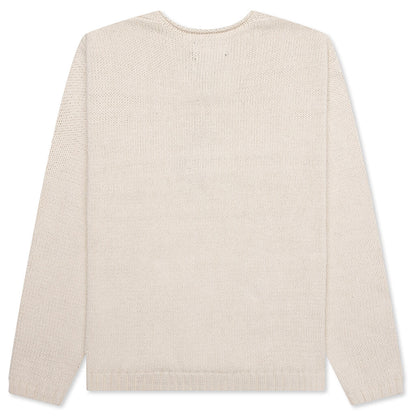 Roll V-Neck Logo Sweater - Natural
