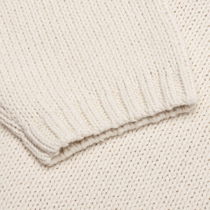 Roll V-Neck Logo Sweater - Natural