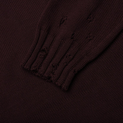 Round Neck Distressed Sweater - Dark Raisin