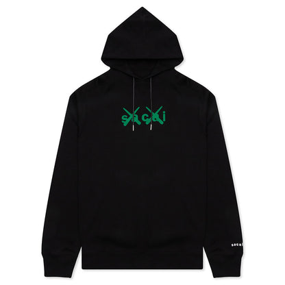 Sacai x Kaws Flock Print Hoodie - Black/Green