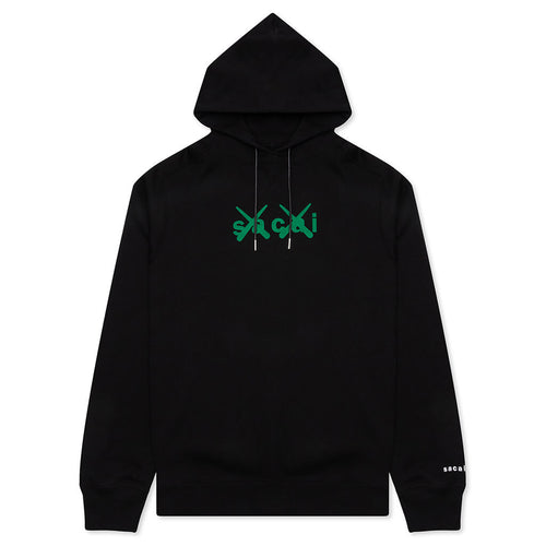 Sacai x Kaws Flock Print Hoodie - Black/Green