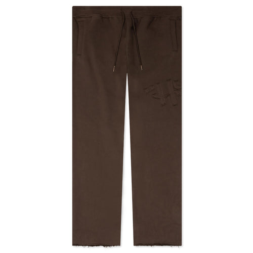 Script Embroidered Sweats - Brown