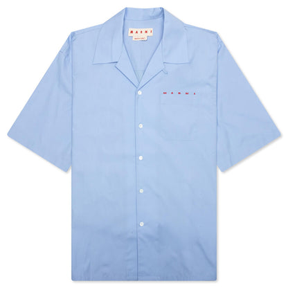 Boxy Fit Logo Bowling Shirt - Iris Blue