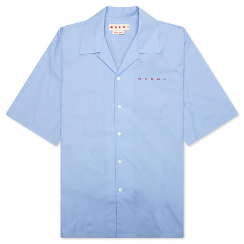 Boxy Fit Logo Bowling Shirt - Iris Blue