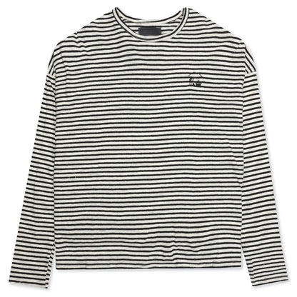 Striped Logo L/S Tee - Grey Striped