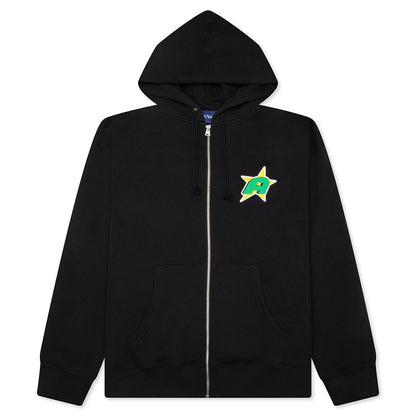 Star A Zip Up Hoodie - Black