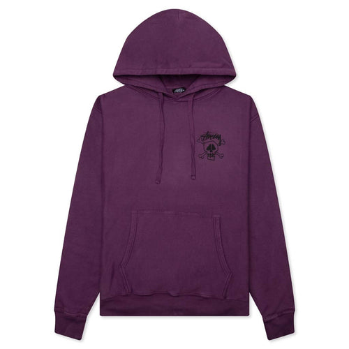 Skull & Bones Pigment Dyed Hoodie - Purple