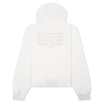 Reverse Applicated Stitch Logo Zipped Hoodie - Ecru