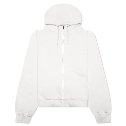 Reverse Applicated Stitch Logo Zipped Hoodie - Ecru