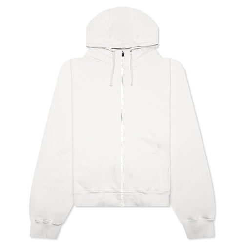 Reverse Applicated Stitch Logo Zipped Hoodie - Ecru
