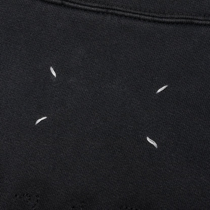 Reverse Applicated Stitch Logo Zipped Hoodie - Washed Black