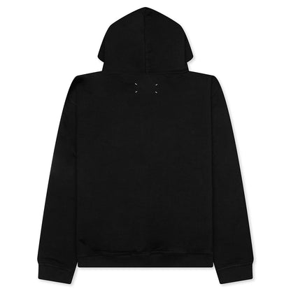 Upside Down Logo Hoodie - Black/White Embroidery