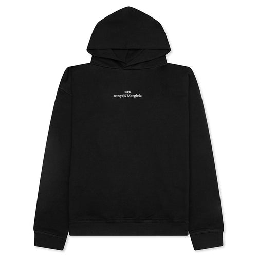 Upside Down Logo Hoodie - Black/White Embroidery