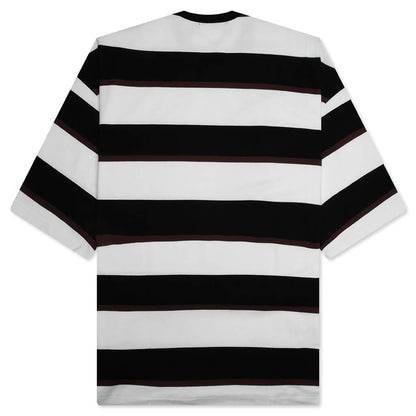 Cotton Jersey Multi Border T-Shirt - Black/Brown/White