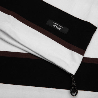 Cotton Jersey Multi Border T-Shirt - Black/Brown/White