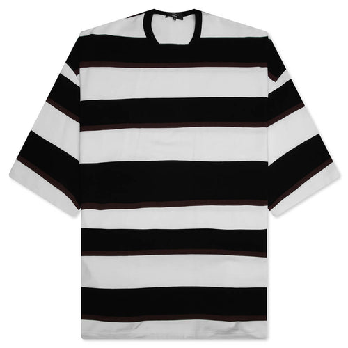 Cotton Jersey Multi Border T-Shirt - Black/Brown/White