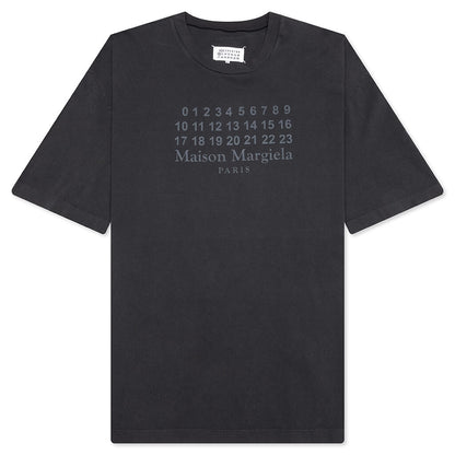 Number Logo Cotton T-Shirt - Washed Black