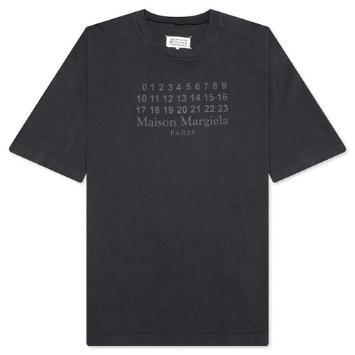 Number Logo Cotton T-Shirt - Washed Black