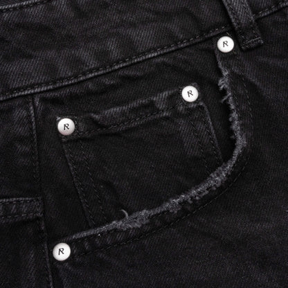 Tailored Denim Shorts - Black