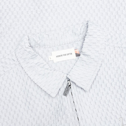 Textured Knit Quarter Zip - Grey