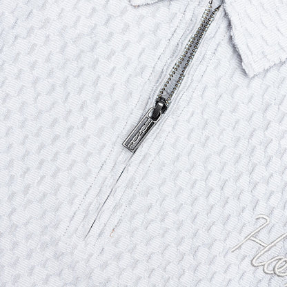 Textured Knit Quarter Zip - Grey