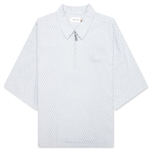 Textured Knit Quarter Zip - Grey
