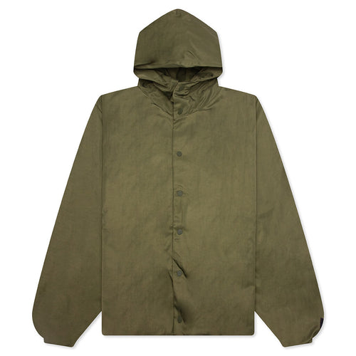Textured Nylon Hooded Coaches Jacket - Military