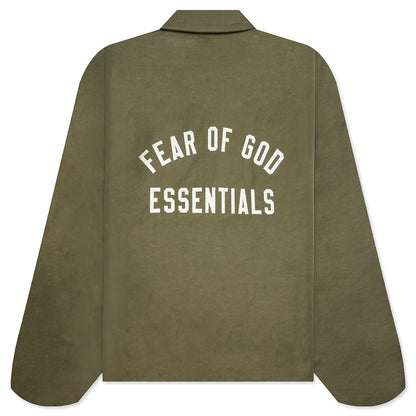 Textured Nylon Trucker Jacket - Military