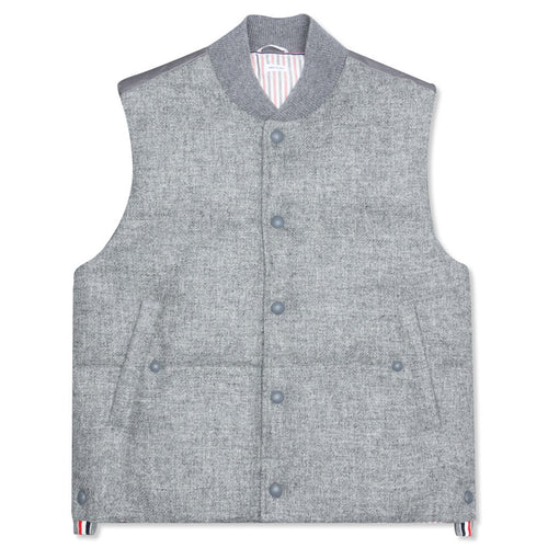 Downfilled Snap Front Vest - Light Grey