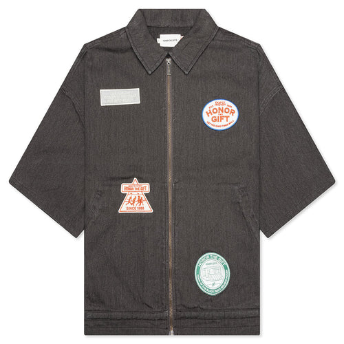 Twill Full Zip Shirt - Black