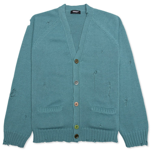 Grunge Knit Cardigan - Grey Green