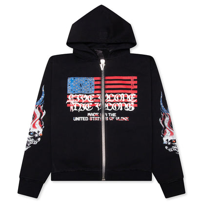 VLONE Flag Zip Up Hoodie - Black