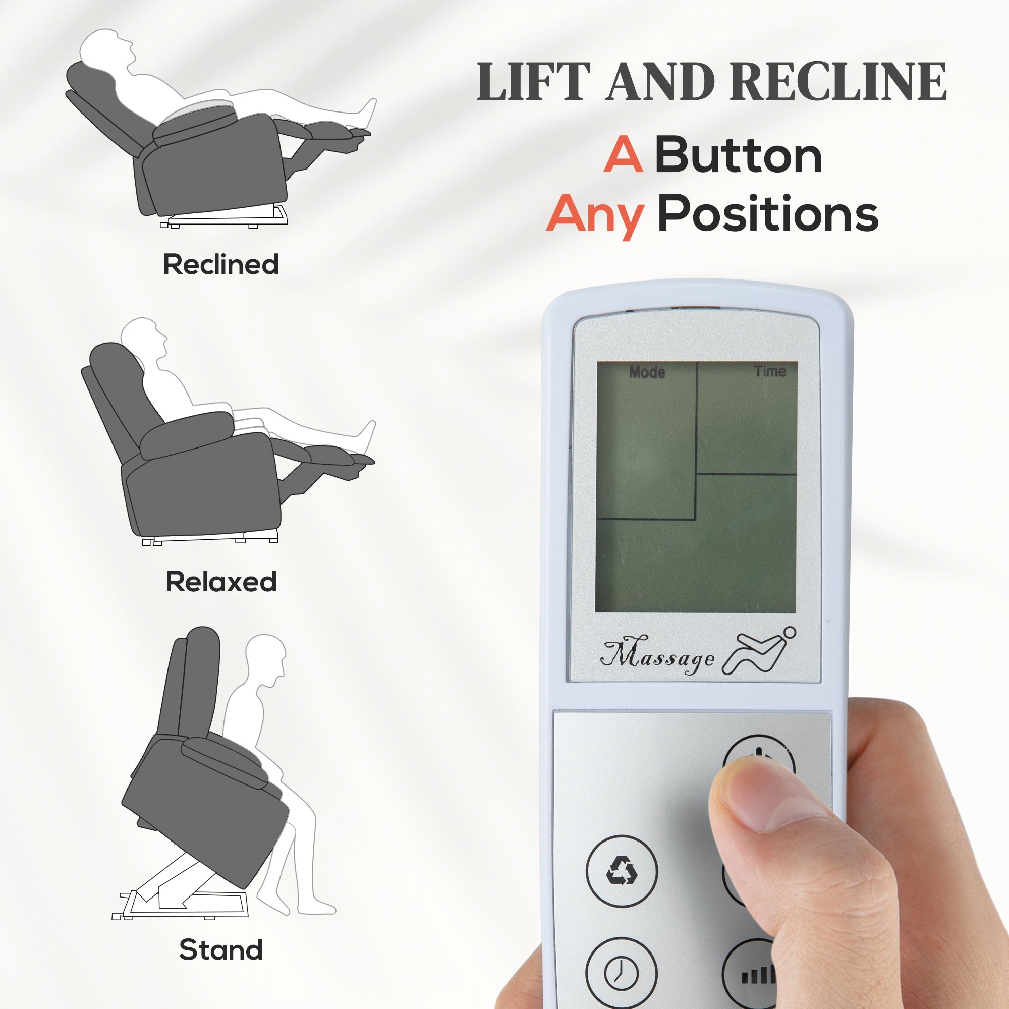 Electric Power Lift Recliner Chair with Heat, Massage and Remote Control – Dark Grey Faux Leather