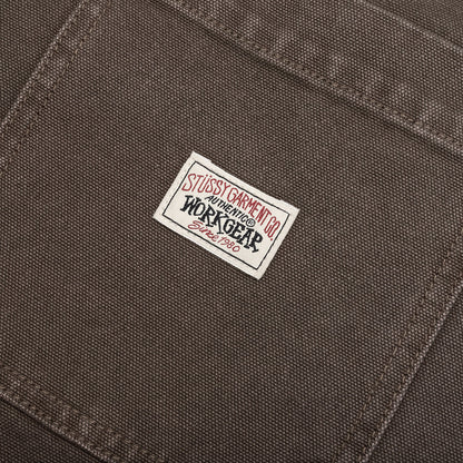 Washed Canvas Work Short - Brown