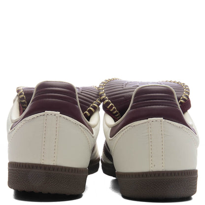 Womens Samba Long Tongue - Cream White/Maroon/Gold Metallic