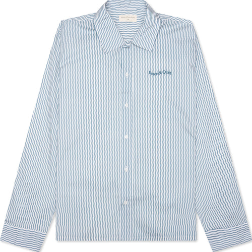 Wordmark Poplin Button-Up - Baby Blue