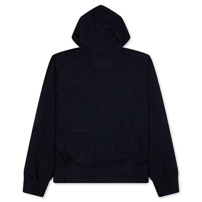 Zipped Hoodie In Monogram 72 Jacquard - Black/Navy