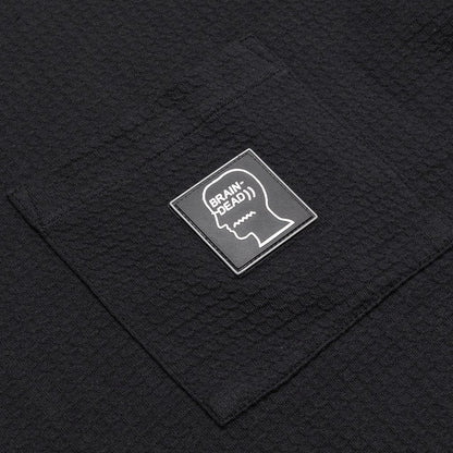 Waffle Knit Mock Neck L/S Shirt - Black