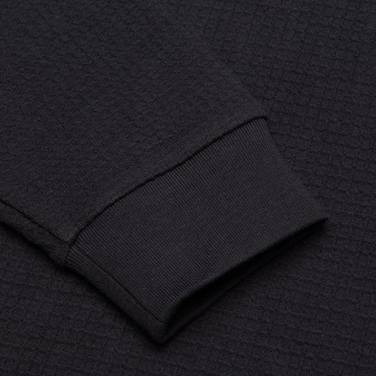 Waffle Knit Mock Neck L/S Shirt - Black