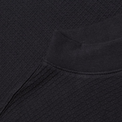 Waffle Knit Mock Neck L/S Shirt - Black