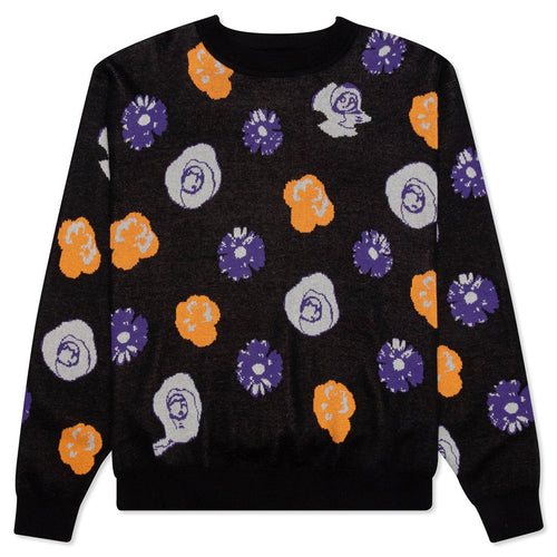Botanical Knitted Sweater - Black