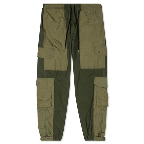 Paneled Nylon Cargo Pants - Olive