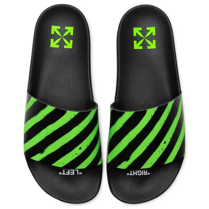 Spray Stripes Slider - Black/Green