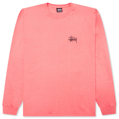 Basic Stussy Pigment Dyed L/S Tee - Coral