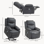 Electric Power Lift Recliner Chair with Heat, Massage and Remote Control – Dark Grey Faux Leather